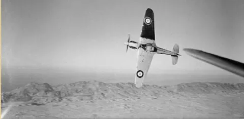 A Hawker Hurricane flying close to the Kyrenia mountain range