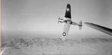 A Hawker Hurricane flying close to the Kyrenia mountain range